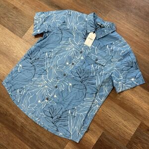 Stio Curtis Camp Short Sleeve Shirt Blue Floral Mens Sz XL Nature Hiking Camp